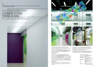 

 2003

 MARCHÉ NÉGOCIÉ - MAÎTRE D’OUVRAGE : GAZ DE FRANCE / DIRECTION DE LA RECHERCHE
 LA PLAINE SAINT-DENIS (93)




 RESTRUCTURATION
 LOURDE D’UNE
 USINE A GAZ
 ET DE SES BUREAUX




                                                                                 D’UN PROJET TECHNIQUE À UN PROJET PLASTIQUE                            Une façade vitrée gérant l’interface entre les bureaux et le
                                                                                 Implanté sur le site historique de la Plaine Saint-Denis, le centre    hall technique est le support des circulations horizontales et
                                                                                 de recherche de Gaz de France est un vaste territoire où les           verticales tout en véhiculant les différents réseaux techniques
                                                                                 nombreuses entités bâties évoluent au fil du temps.                    nécessaires au fonctionnement de l’ensemble.
                                                                                 Des restructurations lourdes devaient permettre d’adapter les          Cette vitrine devient l’image du site par le traitement
                                                                                 locaux aux nouvelles données technologiques et commerciales,           spectaculaire des garde-corps.
                                                                                 le bâtiment étant appelé à signifier une nécessaire et                 L’ensemble véhicule l’idée d’une technologie douce en harmonie
                                                                                 permanente mutation.                                                   avec le positionnement et la communication de l’entreprise.

                                                                                 1ÈRE PHASE
                                                                                 Le pôle de cuisson professionnel était présenté, lors du                                       MAÎTRE D’OUVRAGE GAZ DE FRANCE,
                                                                                 concours, comme un projet essentiellement technique où la                                                       DIRECTION DE LA RECHERCHE
                                                                                 gestion des réseaux fluides était prédominante. Les réseaux ont                                BUREAUX D’ETUDES ARCADIS (STRUCTURE)
                                                                                 été utilisés comme élément structurant et vecteur de l’image du                                                 SETRAT (FLUIDES)
                                                                                                                                                                                COÛT DES TRAVAUX 1,44 M€ HT
                                                                                 lieu. Un calepinage précis a matérialisé des surfaces techniques
                                                                                                                                                                                CALENDRIER       CONCOURS : OCTOBRE 1999
                                                                                 hiérarchisant les aires d’essais de part et d’autre d’une «rue                                                  LIVRAISON PHASE 1 : MAI 02
                                                                                 intérieure de services» traversant le projet. Ce projet considéré                                               LIVRAISON PHASE 2 : SEPTEMBRE 03
                                                                                 comme «technique» s’est transformé en un projet plastique                                      TYPE DE MISSION DE BASE + OPC
                                                                                 dans lequel la rationalisation des contraintes qualifie et anime les                           RÔLE             CO-TRAITANT SUR LA PHASE 1
                                                                                 espaces de travail.                                                                                             (ARCADIS MANDATAIRE)
                                                                                                                                                                                                 MANDATAIRE SUR LA PHASE 2
                                                                                 2ÈME PHASE                                                                                     SHON             1070 M2
                                                                                 Essentiellement tertiaire, la seconde phase du projet était                                                     (PHASE 1 : 620 M2 + PHASE 2 :
                                                                                 initialement caractérisée par un contact brutal entre les bureaux                                               450M2)
                                                                                 et les aires techniques sans aucune gestion des nuisances                                      PROGRAMME        AIRES DE TESTS CONFIDENTIELS,
                                                                                 associées.                                                                                                      ATELIERS, LABORATOIRES, BUREAUX


116                                                                                                                                                                                                                            117
 