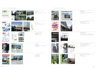 PUBLICATIONS                                                                                                                                                                                                                                                                                                                                                                              PUBLICATIONS
                                                                                                                                                                                                                                                                                                                                                        ARCHMANUAL                                        20 MINUTES
                                                                                                                                                                                                                                                                                                                                                        [2010]                                            [SEPT 2008]
                                                                                                                                                                                                                                                                                                                                                        ECOLOGY+ SUSTAINABLE CITY FUTURE                  LE PCC DE MALAKOFF A LA BIENNALE
                                                                                                                                                                                                                                                                                                                                                        CHINE                                             DE VENISE




                                                                                                                                                                                                                                                                                                                                                                                                          ANNUEL OPTIMISTE 2007
         Les réﬂexions sur le Grand Paris soulignent le rôle essentiel des transports mais
         aussi la nécessité d’y intervenir rapidement et précisément. La nouvelle gare RER
                                                                                                                                                     Gare RER de Fontenay-sous-Bois
                                                                                                                                 Philéas – Julien Zanassi & Anne-Charlotte Zanassi & Dominique Vitti                                                                                                                                                    EXÉ                                               [SEPT 2008]
         de Fontenay-sous-Bois croise ces deux aspects : plus proche de la couture que du
         plan-masse, elle est humble et pragmatique. De l’extérieur, la forme et l’implantation
         s’imposent, évidentes. À l’intérieur, la façade d’aluminium découpé révèle une pro-
         fondeur surprenante, des jeux de vue sophistiqués.                                                                                                         Hakima El Kaddioui
                                                                                                                                                                                                                                                                                                                                                        [OCT 2010]                                        BONDY - DAMMARIE-LES-LYS
                                                                                                                                                                                                                                                                                                                                                        LA GARE DE RER DE FONTENAY


                                                                                                                                                                                                                                                                                              COUPE AA Le tube métallique de la passerelle
                                                                                                                                                                                                                                                                                              franchit jusqu’à 32 mètres et ne repose que sur les
                                                                                                                                                                                                                                                                                              deux piles de béton sur lesquelles elle est encastrée.
                                                                                                                                                                                                                                                                                              L’une d’elles se trouvant au-dessus d’un tunnel SNCF,
                                                                                                                                                                                                                                                                                              des poutres de transfert ont été prévues sous la pas-
                                                                                                                                                                                                                                                                                              serelle pour reporter les charges verticales à l’aplomb
                                                                                                                                                                                                                                                                                              des piédroits.




         60   exé N° 2. 2010 // façades translucides              Gare RER de Fontenay-sous-Bois Philéas 2009   2009 Philéas Gare RER de Fontenay-sous-Bois                                   64   exé N° 2. 2010 // façades translucides   Gare RER de Fontenay-sous-Bois   Philéas   2009   2009   Philéas   Gare RER de Fontenay-sous-Bois




                                                                                                                                                                                                                                                                                                                                                                                                          ARCHITECTURAMA
                                                                                                                                                                                                                                                                                                                                                        AMC INTERIEUR 2010                                [EDITION 2007]
                                                                                                                                                                                                                                                                                                                                                        [DEC 2009]                                        PORTFOLIO, ANNUAIRE ET GUIDE PRATIQUE
                                                                                                                                                                                                                                                                                                                                                        LEHUB DE EURO RSCG                                POUR TROUVER UN ARCHITECTE EN FRANCE




                                                                                                                                                                                                                                                                                                                                                                                                          TECHNIQUES ET ARCHITECTURE
                                                                                                                                                                                                                                                                                                                                                        TELERAMA                                          [N°491 SEPTEMBRE 2007]
                                                                                                                                                                                                                                                                                                                                                        [SEPT 2008]                                       POSTE DE COMMANDE LIGNE 13
                                                                                                                                                                                                                                                                                                                                                        LE PCC DE MALAKOFF A LA BIENNALE                  MALAKOFF PARIS
                                                                                                                                                                                                                                                                                                                                                        DE VENISE




                                                                                                                                                                                                                                                                                                                                                                                                          FRENCH WORKPLACE DESIGN
                                                                                                                                                                                                                                                                                                                                                        LE MONITEUR
                                                                                                                                                                                                                                                                                                                                                                                                          [2007]
                                                                                                                                                                                                                                                                                                                                                        [26 SEPT 2008]
                                                                                                                                                                                                                                                                                                                                                                                                          EDITION CHINOISE
                                                                                                                                                                                                                                                                                                                                                        ECOLE DE BONDY




140                                                                                                                                                                                                                                                                                                                                                                                                                                          141
 