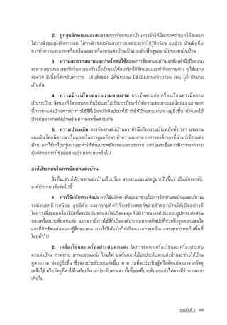 2. ¶Ù¡ÊØ¢ÅÑ¡É³ÐáÅÐÊÐÍÒ´ ¡ÒÃ¨Ñ´µ¡áµ‡§ºˆÒ¹¤ÇÃ¨Ñ´ãËˆÁÍÒ¡ÒÈ¶‡ÒÂà·ä´ˆÊÐ´Ç¡
                                                                     Õ
äÁ‡ÇÒ§ÊÔè§¢Í§ºÑ§·ÔÈ·Ò§ÅÁ äÁ‡ÇÒ§ÊÔè§¢Í§ºÑ§áÊ§ÊÇ‡Ò§à¾ÃÒÐ¨Ð·ÓãËˆÃÙˆÊÖ¡ÃˆÍ¹ ÍºÍˆÒÇ ºˆÒ¹Á×´·Öº
¤ÇÃ·Ó¤ÇÒÁÊÐÍÒ´à¤Ã×èÍ§àÃ×Í¹áÅÐà¤Ã×èÍ§µ¡áµ‡§ºˆÒ¹à»—¹»ÃÐ¨Óà¾×èÍÊØ¢Í¹ÒÁÑÂ¢Í§¤¹ã¹ºˆÒ¹
         3. ¤ÇÒÁÊÐ´Ç¡ÊºÒÂáÅÐ»ÃÐâÂª¹‹ãªˆÊÍÂ ¡ÒÃ¨Ñ´µ¡áµ‡§ºˆÒ¹¨ÐµˆÍ§¤Ó¹Ö§¶Ö§¤ÇÒÁ
ÊÐ´Ç¡ÊºÒÂ¢Í§ÊÁÒªÔ¡ã¹¤ÃÍº¤ÃÑÇ àÍ×ÍÍÓ¹ÇÂãËˆÊÁÒªÔ¡ä´ˆ¾¡¼‡Í¹áÅÐ·Ó¡Ô¨¡ÃÃÁµ‡Ò§ æ ä´ˆÍÂ‡Ò§
                                    é                      Ñ
ÊÐ´Ç¡ ÁÕà¹×éÍ·ÕèÊÓËÃÑº·Ó§Ò¹ à¡çºÊÔè§¢Í§ ÁÕ·Õè¾Ñ¡¼‡Í¹ ÁÕÊÔè§»ƒÍ§¡Ñ¹¤ÇÒÁÃˆÍ¹ àª‡¹ ÁÙÅÕè ¼ˆÒÁ‡Ò¹
à»—¹µˆ¹
           4. ¤ÇÒÁÁÕÃÐàºÕÂºáÅÐ¤ÇÒÁÊÇÂ§ÒÁ ¡ÒÃ¨ Ñ ´ µ¡áµ ‡ § à¤Ã × è Í §àÃ × Í ¹¤ÇÃÁ Õ ¤ ÇÒÁ
à»—¹ÃÐàºÕÂº ÊÔ§¢Í§·Õ¨´ÇÒ§ÁÒ¡à¡Ô¹ä»áÅÐäÁ‡à»—¹ÃÐàºÕÂº·ÓãËˆ¤ÇÒÁÊÇÂ§ÒÁÅ´¹ˆÍÂÅ§ ¹Í¡¨Ò¡
              è     èÑ
¹Õé¡ÒÃµ¡áµ‡§ºˆÒ¹¤ÇÃ¹Ó¡ÒÃãªˆÊÕ·Õèà»—¹ËÅÑ¡ÈÔÅ»ÐÁÒãªˆ ·ÓãËˆºˆÒ¹ÊÇÂ§ÒÁ¹‡ÒÍÂÙ‡ÂÔè§¢Öé¹ ¹Ó´Í¡äÁˆ
»ÃÐ´ÑºÁÒµ¡áµ‡§ºˆÒ¹à¾ÔèÁ¤ÇÒÁÊ´ª×è¹ÊÇÂ§ÒÁ
           5. ¤ÇÒÁ»ÃÐËÂÑ´ ¡ÒÃ¨Ñ´µ¡áµ‡§ºˆÒ¹¤ÇÃ¤Ó¹Ö§¶Ö§¤ÇÒÁ»ÃÐËÂÑ´·Ñé§àÇÅÒ áÃ§§Ò¹
áÅÐà§Ô¹ â´Â¾Ô¨ÒÃ³ÒàÃ×Í§àÇÅÒã¹¡ÒÃ´ÙáÅÃÑ¡ÉÒ ·Ó¤ÇÒÁÊÐÍÒ´ ÃÒ¤Ò¢Í§ÊÔ§¢Í§·Õ¹ÓÁÒãªˆµ¡áµ‡§
                       è                                          è      è
ºˆÒ¹ ¡ÒÃãªˆà¤Ã×èÍ§·Ø‡¹áÃ§¨Ð·ÓãËˆª‡ÇÂ»ÃÐËÂÑ´àÇÅÒáÅÐáÃ§§Ò¹ áµ‡¡‡Í¹¨Ð«×éÍ¤ÇÃ¾Ô¨ÒÃ³Ò¤ÇÒÁ
¤ØˆÁ¤‡Ò¢Í§¡ÒÃãªˆÊÍÂ¡‡Í¹Ç‡ÒàËÁÒÐÊÁËÃ×ÍäÁ‡

Í§¤‹»ÃÐ¡Íºã¹¡ÒÃ¨Ñ´µ¡áµ‡§ºˆÒ¹
         ÊÔè§·Õè¨Ðª‡ÇÂãËˆ¡ÒÃµ¡áµ‡§ºˆÒ¹àÃÕÂºÃˆÍÂ ÊÇÂ§ÒÁáÅÐ¹‡ÒÍÂÙ‡ÁÒ¡ÂÔè§¢Öé¹¨Óà»—¹µˆÍ§ÍÒÈÑÂ
Í§¤‹»ÃÐ¡Íº´Ñ§µ‡Íä»¹Õé
           1. ¡ÒÃãªˆËÅÑ¡·Ò§ÈÔÅ»Ð ¡ÒÃãªˆËÅÑ¡·Ò§ÈÔÅ»ÐÁÒª‡ÇÂã¹¡ÒÃ¨Ñ´µ¡áµ‡§ºˆÒ¹áÅÐºÃÔàÇ³
¨Ðº‡§ºÍ¡¶Ö§ÃÊ¹ÔÂÁ ÍØ»¹ÔÊÑÂ áÅÐ¤ÇÒÁ¤Ô´ÃÔàÃÔèÁÊÃˆÒ§ÊÃÃ¤‹¢Í§à¨ˆÒ¢Í§ºˆÒ¹ä´ˆà»—¹ÍÂ‡Ò§´Õ
â´ÂÇÒ§ÊÔè§¢Í§à¤Ã×èÍ§ãªˆà¤Ã×èÍ§»ÃÐ´Ñºµ¡áµ‡§ãËˆà¡Ô´ÊÁ´ØÅ «Öè§¾Ô¨ÒÃ³ÒÍ§¤‹»ÃÐ¡ÍºÃÙ»·Ã§ ÊÑ´Ê‡Ç¹
¢Í§à¤Ã×èÍ§»ÃÐ´Ñºµ¡áµ‡§ ¹Í¡¨Ò¡¹Õé¡ÒÃãªˆÊÕ¡çà»—¹Í§¤‹»ÃÐ¡Íº·Ò§ÈÔÅ»Ð·Õèª‡ÇÂ´Ö§´Ù´¤ÇÒÁÊ¹ã¨
áÅÐÁÕÍÔ·¸Ô¾Åµ‡Í¤ÇÒÁÃÙˆÊÖ¡¢Í§¤¹ ¡ÒÃãªˆÊÕµˆÍ§ãªˆãËˆà¡Ô´¤ÇÒÁ¡ÅÁ¡Å×¹ áÅÐàËÁÒÐÊÁ¡Ñº¾×é¹·Õè
â´Â·ÑèÇä»
            2. à¤Ã×èÍ§ãªˆáÅÐà¤Ã×èÍ§»ÃÐ´Ñºµ¡áµ‡§ ã¹¡ÒÃ¨Ñ´ËÒà¤Ã×èÍ§ãªˆáÅÐà¤Ã×èÍ§»ÃÐ´Ñº
µ¡áµ‡§ºˆÒ¹ ÀÒ¾¶‡ÒÂ ÀÒ¾á¢Ç¹¼¹Ñ§ â¤Áä¿ á¨¡Ñ¹´Í¡äÁˆÁÒ»ÃÐ´Ñºµ¡áµ‡§ºˆÒ¹¨Ðª‡ÇÂãËˆºˆÒ¹
´ÙÊÇÂ§ÒÁ ¹‡ÒÍÂÙ‡ÂÔè§¢Öé¹ «Öè§¢Í§»ÃÐ´Ñºµ¡áµ‡§¹ÕéàÃÒÊÒÁÒÃ¶·Õè¨Ð»ÃÐ´ÔÉ°‹ËÃ×Í´Ñ´á»Å§ÁÒ¨Ò¡ÇÑÊ´Ø
àËÅ×Íãªˆ ËÃ×ÍÇÑÊ´Ø·ËÒä´ˆã¹·ˆÍ§¶Ô¹ ÁÒ»ÃÐ´Ñºµ¡áµ‡§ ·Ñ§¹Õ¢Í§·Õ»ÃÐ´Ñºµ¡áµ‡§äÁ‡¤ÇÃÁÕ¨Ó¹Ç¹ÁÒ¡
                   èÕ            è                  é é     è
à¡Ô¹ä»



                                                                                ª‡Ç§ªÑé¹·Õè 3   88
 