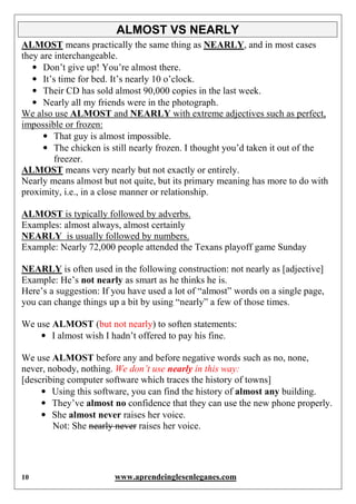 Nearly Definition Example CAE C2 ADVANCED GRAMMAR | PDF