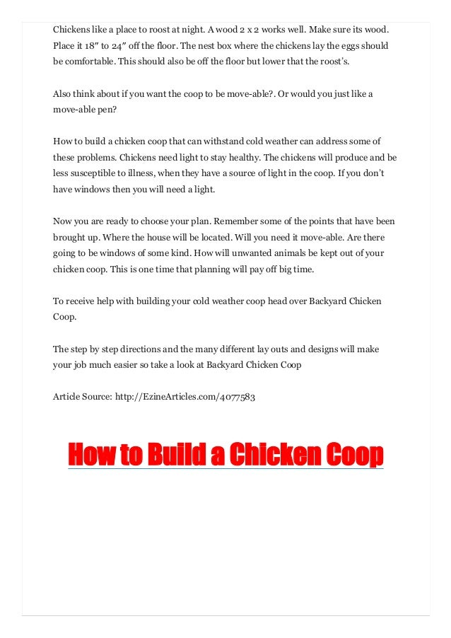 How To Build A Chicken Coop That Can Withstand Cold Weather