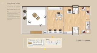 Junção de salas
COLUNAS 05 e 06 - BLOCO 01
Área Privativa Total = 87,92 m2
Notas:
1- A decoração e revestimentos são mera sugestão.
2- Os acabamentos a serem utilizados na construção
estão especificados no memorial descritivo.
3- Esta planta poderá sofrer variações decorrentes
do atendimento das posturas municipais,
concessionárias e do local.
4- As cotas são medidas de eixo a eixo das paredes,
podendo sofrer variação de até 5%.
5- O projeto poderá sofrer alterações quanto aos
vãos livres com a locação de pilares de acordo com
o projeto estrutural.
 