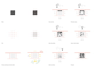 Let´s play
Permeability
+Grip +Contour
Block
Grid
Primary, secondary and terciary streets
Close perimeter Perimeter opening
Interior high density Interior medium density
Interior low density Proposal
 