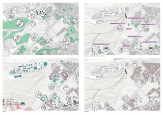 Uses
Biodiversity
Heights
Services - Neighborhoods - blocks
Military Center
Sports and cultural facility
Industry and working areas
Housing
Centro de educación infantíl
Geographic center (Army)
Private education center
Military sport facility La Dehesa
Supermarket
21 m
3-6 m
3-6 m
9 m
15 m 21 m
12 m
21 m
12 m
3-4 m
School
Sport center Campamento
Museum
Equestrian military school
 