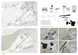 Connections
Transport - mobility
I
J
G
I
Process - Scaling existing blocks and green areas
Process
Parque Berlin: 63,210.30m2
Campo del Moro: 175,777.00 m2
Madrid Río: 530,557.08m2
Parque de pradolongo: 599.301m2
Parque Entrevías: 852,670.17m2
Parque del oeste: 777.335m2
A B C D E F
A
B
C
D
E
F
 