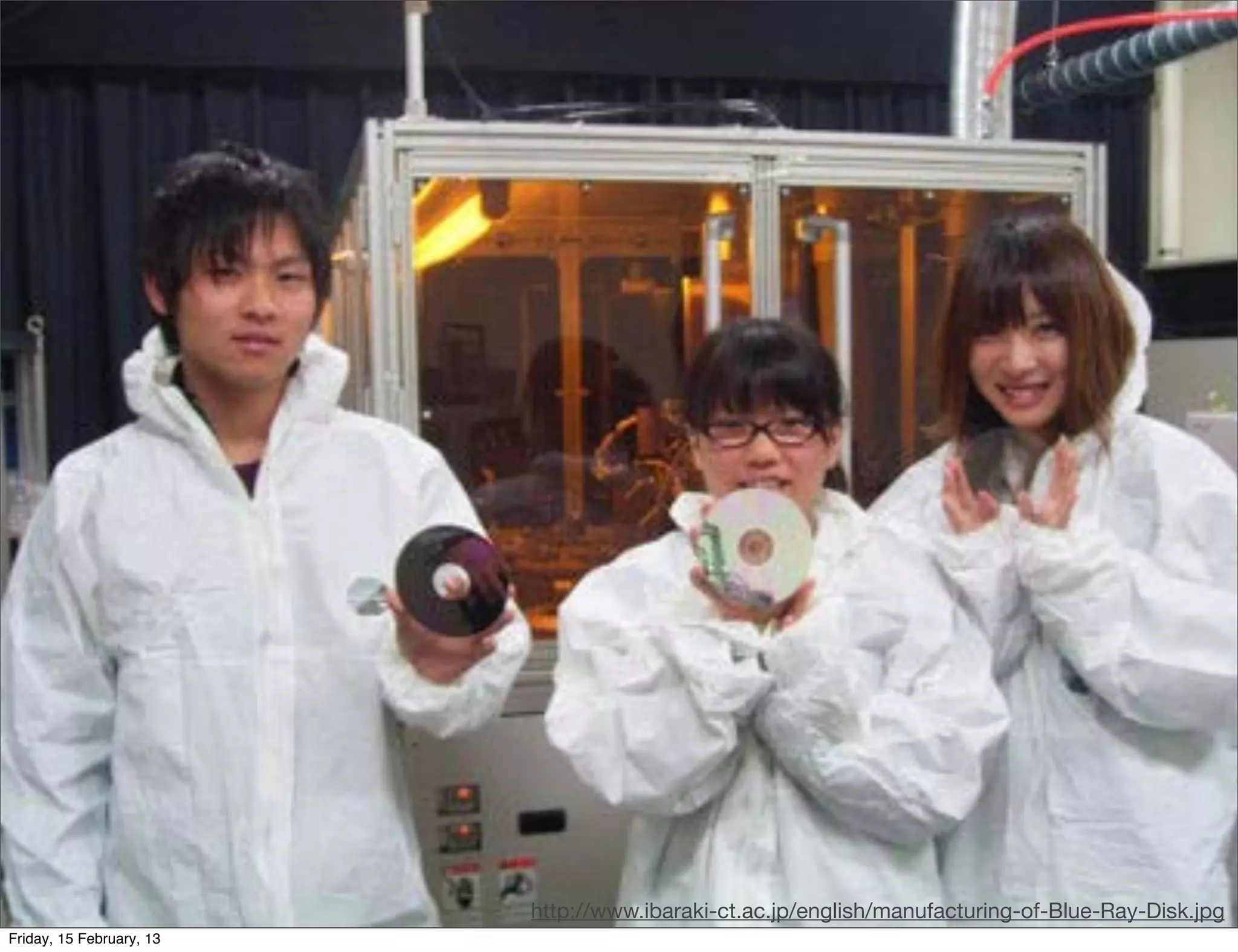 The gold master and the
                         long shadow



                             http://www.ibaraki-ct.ac.jp/english/manufacturing-of-Blue-Ray-Disk.jpg
Friday, 15 February, 13
 