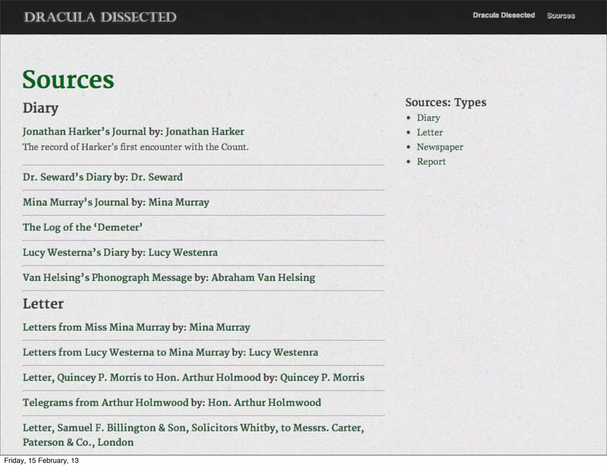 Friday, 15 February, 13
 