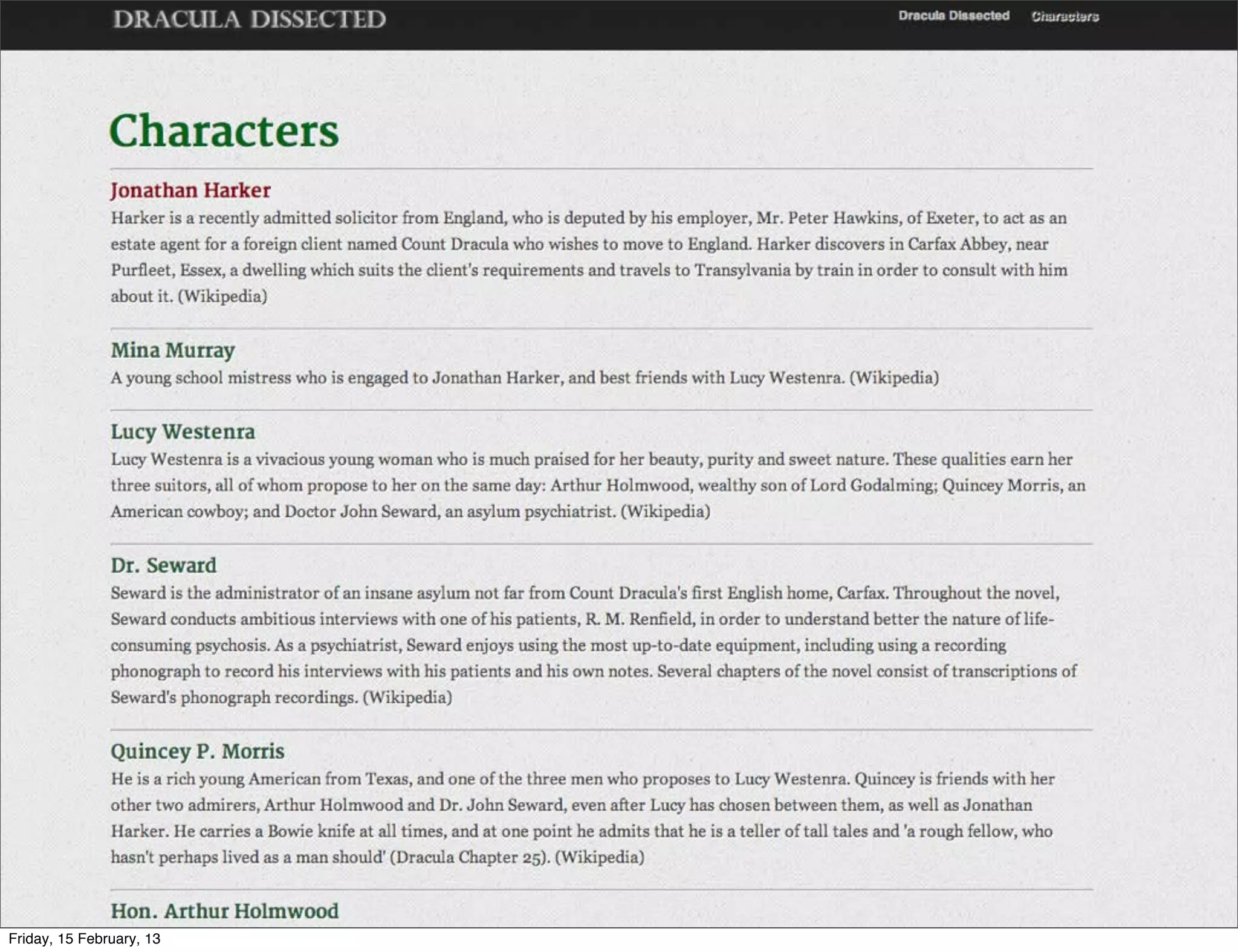 Friday, 15 February, 13
 