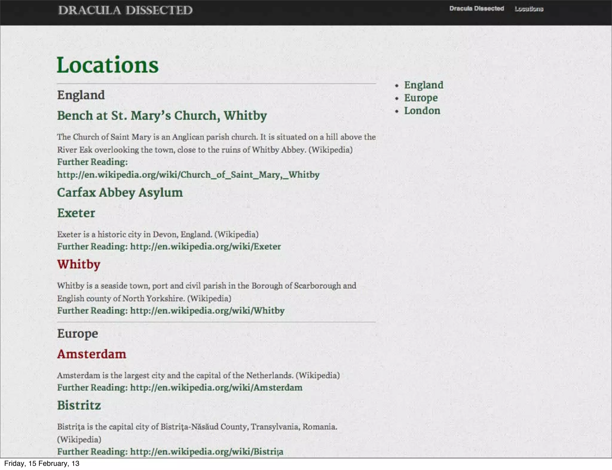 Friday, 15 February, 13
 