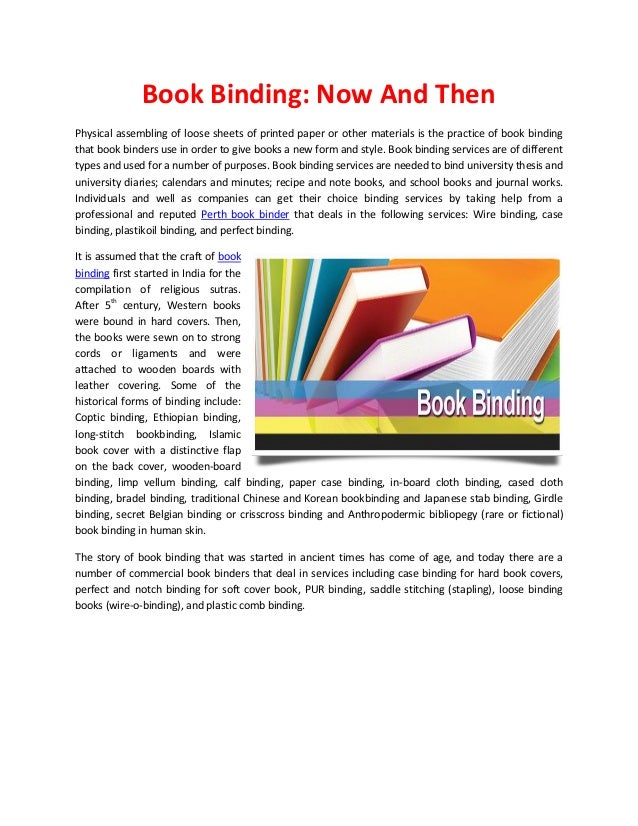 Book Binding Now And Then