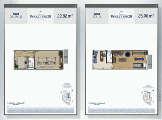 22,82m2
COL. 08 a 12
planta
Notas:
Planta ilustrativa com sugestão de decoração. Os acabamentos, móveis, equipamentos e divisórias não são parte integrante do contrato. As cotas são medidas de eixo podendo sofrer alterações durante a obra. Os revestimentos
a serem utilizados na construção estão especificados no memorial descritivo. Esta planta poderá sofrer variações decorrentes de exigências técnicas e estruturais, do atendimento das posturas municipais, concessionárias
e do local. Os evaporadores e condensadores do sistema de ar-condicionado (aquisição e instalação são de responsabilidade dos adquirentes) poderão sofrer ajustes ou mudanças de posição e quantidade, caso necessário.
Os condensadores do sistema de ar-condicionadoficarão na lajetécnica. Instalações hidrossanitárias somente serão entregues noW.C. Os pilares das unidades representadas neste material poderão apresentarvariação de posição
edimensõesdeacordocomoprojetoestruturaldecadapavimento.Adistribuiçãodepontosdeinstalaçõeselétricaseespeciaiséderesponsabilidadedosadquirentes.Apresenteplantailustraascolunas08,10e12,sendoascolunas09
e11espelhadasemrelaçãoaesta.Todasascolunaspodempossuiralteraçõesnoposicionamentodeportas,pilares,shafts,esquadriaselajetécnica,podendoserconferidasnaplantadepavimentotipointeiroconstantenestematerial.
Colunas 08 a 12
3º ao 7º Pavimento
Área Privativa Total
Colunas 08 a 11: 22, 68 m2
Coluna 12: 22, 93 m2
25,90m2
COL. 13
planta
Notas:
Plantailustrativacomsugestãodedecoração.Osacabamentos,móveis,equipamentosedivisóriasnãosãoparteintegrantedocontrato.Ascotassãomedidasdeeixopodendosofreralteraçõesduranteaobra.Osrevestimentos
aseremutilizadosnaconstruçãoestãoespecificadosnomemorialdescritivo.Estaplantapoderásofrervariaçõesdecorrentesdeexigênciastécnicaseestruturais,doatendimentodasposturasmunicipais,concessionárias
edolocal.Osevaporadoresecondensadoresdosistemadear-condicionado(aquisiçãoeinstalaçãosãoderesponsabilidadedosadquirentes)poderãosofrerajustesoumudançasdeposiçãoequantidade,casonecessário.
Os condensadores do sistema de ar-condicionado ficarão na laje técnica. Instalações hidrossanitárias somente serão entregues no W.C. Os pilaresdas unidades representadas neste material poderão
apresentar variação de posição e dimensões de acordo com o projeto estrutural de cada pavimento. A distribuição de pontos de instalações elétricas e especiais é de responsabilidade dos adquirentes.
Coluna 13
3º ao 7º Pavimento
Área Privativa Total: 25, 90 m2
 