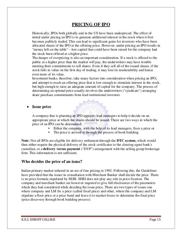 Effect of ipo on price