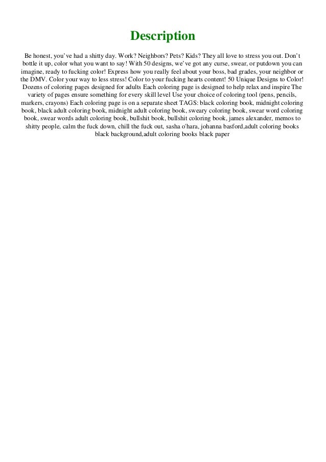 Download Book Bullshit 50 Swear Words To Color Your Anger Away Release Your