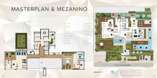 MASTERPLAN & MEZANINO
                                                                                                                7
                                                                                                                                                                                           10



                                                                                                                                                                  8

                                                                                                6                                                                                                     9
                           1. Foyer de Entrada                 14. Hidromassagem
                          2. Lobby                             15. Piscina Adulto
                          3. Salão de Festas                   16. Deck Molhado
                          4. Bar                                17. Piscina Infantil
                          5. Terraço                           18. Deck                                                                                                                              14
                                                                                                        4
                                                                                                                                                                                      12
                          6. Gourmet Social                    19. Espelho d’água
                                                                                                                                                                       11
                           7. Parque Infantil                  20. Espaço Zen
                                                                                       5
                     27   8. Playground Descoberto             21. Vagas Visitantes                 3                                2
                                                                                                                                                                                 13
                          9. Espaço Open Gourmet               22. Sauna
                          10. Quadra Esportiva                 23. Spa com Hidro                                                                                                                      15

                          11. Salão de Jogos                   24. Massagem
                                                                                                                    19
                          12. Brinquedoteca                    25. Fitness
                          13. Espaço Multimídia                26. Espaço Pilates                                                                                           18
                                                               27. Banheiros
                                                                                                                                                                      16
                                                                                           20                                                                                              17   16


                                                                                                                                     1
               27



     26                                              24

                                                                                                                                                                                                21




          25                           23
                                                          22



                                                                                                            1. A decoração e acessórios são meras sugestões;
                                                                                                            2. As áreas e as medidas poderão sofrer alterações de 5% e a espessura das
                                                                                                               paredes poderá variar de acordo com o projeto estrutural;
                                                                                                            3. As esquadrias, as cores dos materiais e pilares nesta planta poderão sofrer
                                                                                                               alterações;
                                                                                                            4. Os materiais de acabamento indicados nesta planta são merarente ilustrativos;

28                                                                                                          5. Os pilares poderão sofrer alterações de acordo com o projeto estrutural.                    29
 