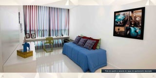 Foto do quarto e varanda do rapaz do apartamento decorado

42                                                               43
 