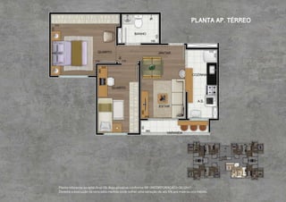 Planta referente ao apto. final 05. Área privativa conforme NB (INCORPORAÇÃO)=39,12m2.
Durante a execução da obra esta medida pode sofrer uma variação de até 5% pra mais ou pra menos.
planta ap. térreo
 