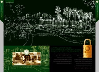 A sensação deviver
em liberdade proporcionada
peloalto nível de segurança .
habitantes não tenham que se preocupar com isso.
O objetivo é que o morador se sinta livre
e usufrua dessa liberdade plenamente.
No Cidade Jardim, haverá sistemas de segurança
de última geração, como o monitoramento com
câmeras, acesso aos condomínios controlado
eletronicamente e rondas durante todo o dia.
Assim, os moradores podem aproveitar o melhor
do condomínio, do bairro e da cidade ao redor.
SegurançaEVOLUÇÃOurbana
EVOLUÇÃOurbana
Viver com liberdade sentindo-se absolutamente
seguro. O que pode parecer difícil nos dias de hoje,
transforma-se em um uma oportunidade
raríssima. Nas mais avançadas cidades no mundo,
novos conceitos de segurança utilizam de toda tec-
nologia disponível justamente para que os
 