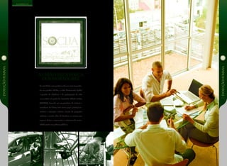 A união faza força
dos moradores.
Sustentabilidade Civil
As sociedades civis ganham cada vez mais importân-
cia nas grandes cidades, e estão diretamente ligadas
à questão da cidadania e da participação da vida
comunitária. A gestão da Sociedade Cidade Jardim
(SOCIJA), formada por proprietários de imóveis e
moradores do bairro, terá como papel principal in-
centivar a interação coletiva, através de propostas
culturais e sociais, além de fiscalizar as normas que
regem o bairro e representar os interesses da comu-
nidade junto aos poderes públicos.
EVOLUÇÃohumana
EVOLUÇÃohumana
S O C I E D A D E C I D A D E J A R D I M
 