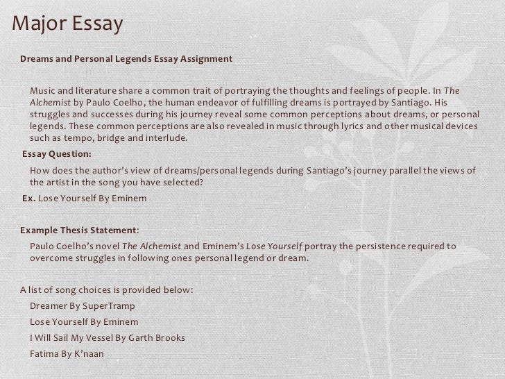 Essay prompts for the alchemist