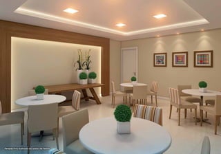 Tudo para
  você viver
   com mais
    conforto
     e tranquilidade
                       Perspectiva ilustrada da sala de jantar
 