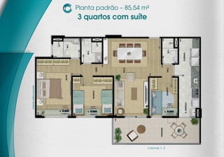Planta opção duplex – 175,15m²
                                 2 quartos com suíte e sala ampliada
                                               1º pavimento
                                                                                                          2º pavimento




                                                                         Ilustração artística da planta
Ilustração artística da planta




                                                              coluna 2                                           coluna 2
 