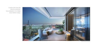 Perspectiva ilustrada daVaranda da Unidade Panoramic
O GUARDA-CORPO COM VIDRO
INCOLOR AUTOPORTANTE
TRAZ A SENSAÇÃO DE TER O PARQUE
EM SEU PRÓPRIO TERRAÇO.
 