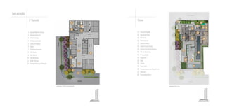 - AcessoPedestresSocial
- AcessodeVeículos
- PortariaSocial
- PulmãodeVeículos
- LobbydeChegada
- Vagas
- DepósitosPrivativos
- HallSocial
- Bicicletário
- HalldeServiço
- ÁreasTécnicas
- RampadeAcesso2.ºSubsolo
1
2
3
4
5
6
7
8
9
10
11
12
28
2714
13
26
241517
25
18
16
19 22
20
21 23
1
2
3
4
5
6
7
8
9
10
12
11
13
14
15
16
17
18
19
20
21
22
23
24
25
26
27
28
- PraçadeChegada
- SaladeReuniões
- HallSocial
- HalldeServiço
- SalãodeFestas
- JardimExternoFestas
- AcessoePortariadeServiços
- SaladeMotoristas
- Brinquedoteca
- Playground
- Ioga
- Fitness
- SaunaSeca
- PiscinaCobertacomRaiade25m
- Solarium
- PiscinaDescoberta
IMPLANTAÇÃO
1.o
Subsolo Térreo
Implantação -Térreo - LazerImplantação - 1.º Subsolo - Acesso Rua Curitiba
 