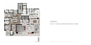 PANORAMIC:
332m²-4SUÍTES|DEPÓSITOPRIVATIVO|5VAGAS
Sugestãodeplanta.Medidasdeeixoaeixo.Osmóveis,utensíliosevegetação,nãofazempartedocontrato.OsacabamentosserãoentreguesconformeoMemorialDescritivodoempreendimento.
 
