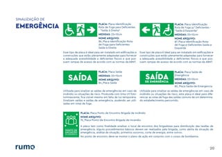 SINALIZAÇÃO DE
20
EMERGÊNCIA PLACA: Placa Identificação
Rota de Fuga para Deficientes
- “Saída à Direita”
MEDIDAS: 25x10cm
NOME ARQUIVO:
86_Placa-Identificação-Rota-
de-Fuga-para-Deficientes-
Saida-a-Direita
Esse tipo de placa é ideal para ser instalado em edificações e
construções que estão plenamente adaptadas para fornecer
a adequada acessibilidade a deficientes físicos e que pos-
suem rampas de acesso de acordo com as normas da ABNT.
Esse tipo de placa é ideal para ser instalado em edificações e
construções que estão plenamente adaptadas para fornecer
a adequada acessibilidade a deficientes físicos e que pos-
suem rampas de acesso de acordo com as normas da ABNT.
PLACA: Placa Identificação
Rota de Fuga p/ Deficientes -
“Saída à Esquerda”
MEDIDAS: 25x10cm
NOME ARQUIVO:
87_Placa-Identificação-Rota-
de-Fuga-p-Deficientes-Saida-a-
Esquerda
SAÍDA SAÍDA
DE EMERGÊNCIA
Utilizada para sinalizar as saídas de emergências em caso de
incêndio ou situações de risco. Produzida com tinta UV foto-
luminescente, fica visível mesmo em falta de luz temporária.
Sinalizam saídas e saídas de emergência, podendo ser utili-
zadas em rotas de fuga.
Utilizada para sinalizar as saídas de emergências em caso de
incêndio ou situações de risco, esta placa é ideal para dife-
renciar as rotas de fuga das saídas comuns de um determina-
do estabelecimento.percorrido.
PLACA: Placa Saída
MEDIDAS: 25x10cm
NOME ARQUIVO:
84_Placa-Saida
PLACA: Placa Saída de
Emergência
MEDIDAS: 25x10cm
NOME ARQUIVO:
85_Placa-Saida-de-Emergencia
PONTO DE
ENCONTRO
DE EMERGÊNCIA
A placa tem como finalidade sinalizar o local de encontro dos brigadistas para distribuição das tarefas de
emergência. Alguns procedimentos básicos devem ser realizados pela brigada, como alerta da situação de
emergência, análise da situação, primeiros socorros, corte de energia, entre outros.
No ponto de encontro deve-se montar o plano de ação em conjunto com o corpo de bombeiros.
PLACA: Placa Ponto de Encontro Brigada de Incêndio
NOME ARQUIVO:
76_Placa-Ponto-de-Encontro-Brigada-de-Incendio
 