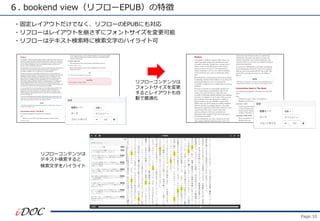 Page.10
. bookend viewե`EPUB؏
?̶쥤ȤǤʤե`EPUBˤ⌝
?ե`ϥ쥤Ȥ˥եȥ
?ե`ϥƥȗr˗֤Υϥ饤ȿ
ե`ƥĤ
եȥ
ȥ쥤Ȥ
Ӥm
ե`ƥĤ
ƥȗ
֤ϥ饤
 