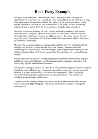 Book Essay Example. 008 Essay Example The Book Thatsnotus | PDF