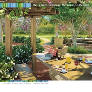 Ilustração Artística do Acesso ao Bosque e Praça para Piquenique
Seja bem-vindo ao Bosque do Floris
 