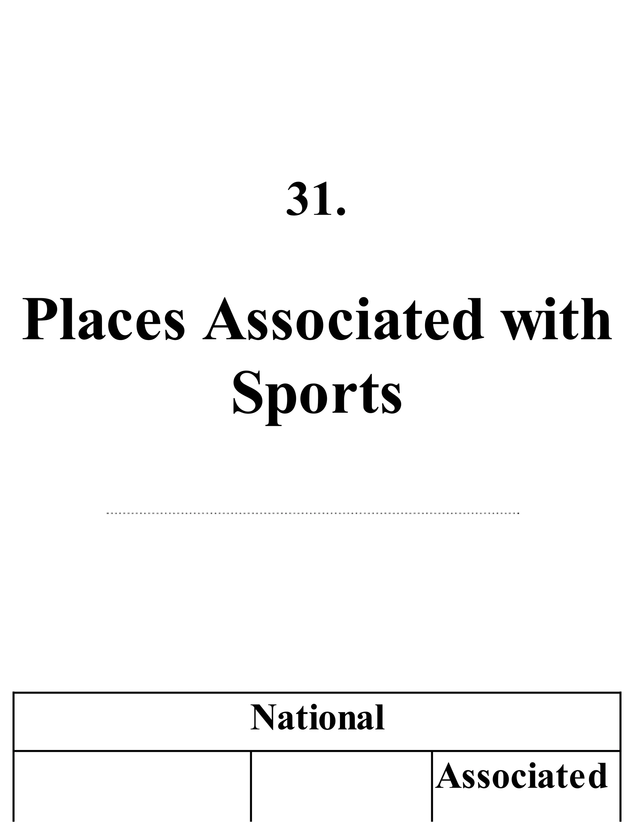 31.
Places Associated with
Sports
National
Associated
 