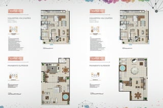 3 quartos: 1 ou 2 suítes

3 quartos: 1 ou 2 suítes

Áreas Privativas
Colunas 1 = 222,85 m2
Colunas 4 = 222,86 m2

Áreas Privativas
Colunas 6 = 205,32 m2
Colunas 9 = 205,36m2

Pavimento Superior

Pavimento Superior

 