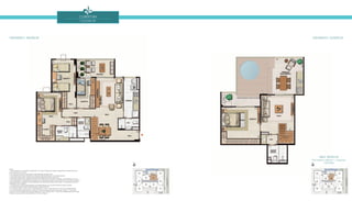 Cobertura
coluna 04
Área Privativa
Pavimento Inferior + Superior
167,64m2
Pavimento Inferior Pavimento superior
Notas:
1. Planta Ilustrativa com sugestão de decoração. Os móveis, bancadas de madeira, equipamentos e divisórias não são
parte integrantes do contrato.
2. As cotas são medidas de eixo podendo sofrer alterações durante a obra.
3. Os revestimentos a serem utilizados na construção estão especificados no memorial descritivo.
4. Esta planta poderá sofrer variações decorrentes de exigências técnicas e estruturais.
5. Esta planta poderá sofrer variações decorrentes do atendimento das posturas municipais, concessionárias e do local.
6. Os evaporadores e condensadores do sistema de ar condicionado da sala do pavimento inferior e da sala do pavimento
superior (aquisição e instalação de responsabilidade dos adquirentes) poderão sofrer ajustes ou mudanças de posição e
quantidade, caso necessário.
7. O sistema de ar-condicionado projetado nas unidades atende a única e exclusivamente à opção de planta.
8. As presentes plantas ilustram referencialmente o apartamento 604.
9. O kit piscina, deck e chuveiro não é parte integrante do contrato, e será oferecido no Flex On do empreendimento.
10. Conforme Projeto Legal aprovado, o edifício é composto de dez pavimentos, sendo eles: Subsolo, 1º Pavimento
(Térreo), 2º ao 6º Pavimentos Tipo (correspondente ao 1º ao 5º Andares Tipo), 7º Pavimento (correspondente ao 6º Andar),
Cobertura (correspondente à Dependência do 6º Andar) e Telhado.
 