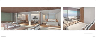 Perspectiva ilustrativa da sala e varanda de um apartamento Executive. Perspectiva ilustrativa do quarto e varanda de um apartamento Executive.
Vide Observações destas perspectivas em Informações Gerais.
Book_Corretor_Grand_Hyatt.indd 64-65 11/19/12 4:31 PM
 