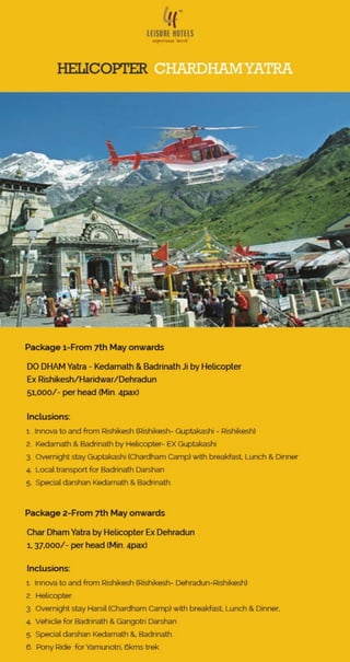 Book Helicopter Chardham Yatra with Leisure Hotels