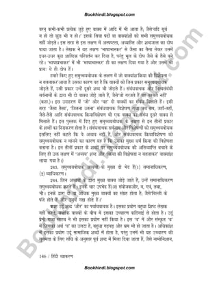 B
o
o
k
h
i
n
d
i
.
b
l
o
g
s
p
o
t
.
c
o
m
146 / fganh O;kdj.k
oju~ dHkhdHkh izR;sd tqM+s gq, okD; esa vkfn eas Hkh vkrk gS( tSls^;fn lw;Z
u gks rks dqN Hkh u gksA* blds flok inksa ok okD;ka'kksa dks lHkh leqPp;cksèkd
ugha tksM+rsA bl rjg ls bl y{k.k esa vLiVrk] vO;kfIr vkSj 'kCntky dk nksk
ik;k tkrk gSA ys[kd us ;g y{k.k ^HkkkkHkkLdj* ls tSlk dk rSlk ysdj mlesa
bèkjmèkj dqN 'kkfCnd ifjorZu dj fn;k gS] ijarq Hkwy ds nksk tSls ds rSls cus
jgsA ^HkkkkizHkkdj* esa Hkh ^HkkkkHkkLdj* gh dk y{k.k fn;k x;k gS vkSj mlesa Hkh
izk;% ;s gh nksk gSaA
gekjs fd, gq, leqPp;cksèkd ds y{k.k esa tks okD;ka'k^fØ;k dh fo'kskrk
u crykdj*vk;k gS mldk dkj.k ;g gS fd okD;ksa dks ftl izdkj leqPp;cksèkd
tksM+rs gSa] mlh izdkj mUgsa nwljs 'kCn Hkh tksM+rs gSaA lacaèkokpd vkSj fuR;lacaèkh
loZukeksa ds }kjk Hkh nks okD; tksM+s tkrs gSa] tSls^tks xjtrs gSa og cjlrs ugha*
¼dgk-½A bl mnkgj.k esa ^tks* vkSj ^og* nks okD;ksa dk lacaèk feykrs gSaA blh
rjg ^tSlk rSlk*] ^ftruk mruk* laca/kokpd fo'ksk.k rFkk tc rc] tgk¡rgk¡]
tSlsrSls vkfn lacaèkokpd fØ;kfo'ksk.k Hkh ,d okD; dk lacaèk nwljs okD; ls
feykrs gSaA bl iqLrd esa fn, gq, leqPp;cksèkd ds y{k.k ls bu rhuksa izdkj
ds 'kCnksa dk fujkdj.k gksrk gSA lacaèkokpd loZuke vkSj fo'ksk.kksa dks leqPp;cksèkd
blfy, ugha dgrs fd os vO;; ugha gSa] vkSj lacaèkokpd fØ;kfo'ksk.k dks
leqPp;cksèkd u ekuus dk dkj.k ;g gS fd mldk eq[; èkeZ fØ;k dh fo'kskrk
crkuk gSA bu rhuksa izdkj ds 'kCnksa ij leqPp;cksèkd dh vfrO;kfIr cpkus ds
fy, gh mä y{k.k esa ^vO;;* 'kCn vkSj ^fØ;k dh fo'kskrk u crykdj* okD;ka'k
yk;k x;k gSA½
243- leqPp;cksèkd vO;;ksa ds eq[; nks Hksn gSa¼1½ lekukfèkdj.k]
¼2½ O;kfèkdj.kA
244- ftu vO;;ksa ds }kjk eq[; okD; tksM+s tkrs gSa] mUgsa lekukfèkdj.k
leqPp;cksèkd dgrs gSaA buds pkj miHksn gSa¼v½ la;kstdvkSj] o] ,oa] rFkk]
HkhA buds }kjk nks ok vfèkd eq[; okD;ksa dk laxzg gksrk gS( tSls^fcYyh ds
iats gksrs gSa vkSj muesa u[k gksrs gSaA*
o;g mnwZ 'kCn ^vkSj* dk i;kZ;okpd gSA bldk iz;ksx cgqèkk f'kV ys[kd
ugha djrs] D;ksafd okD;ksa ds chp esa bldk mPpkj.k dfBukbZ ls gksrk gSA mnwZ
izseh jktk lkgc us Hkh bldk iz;ksx ugha fd;k gSA bl ^o* esa vkSj laLÑr ^o*
esa ftldk vFkZ ^o* dk myVk gS] cgqèkk xM+cM+ vkSj Hkze Hkh gks tkrk gSA vfèkdka'k
esa bldk iz;ksx mnwZ lkekftd 'kCnksa esa gksrk gS] ijarq muesa Hkh ;g mPpkj.k dh
lqxerk ds fy, lafèk ds vuqlkj iwoZ 'kCn esa feyk fn;k tkrk gSa] tSls ukeksfu'kku]
Bookhindi.blogspot.com
Bookhindi.blogspot.com
 