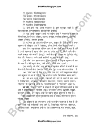 B
o
o
k
h
i
n
d
i
.
b
l
o
g
s
p
o
t
.
c
o
m
fganh O;kdj.k / 179
¼m½ Qqvvky( tSlsgkfdegqDdke
¼Å½ Qvkby( tSlsvthcvtkbc
¼_½ Qokby( tSlsdk;nkdokbn
¼,½ Qvkfyv( tSlstkSgjtokfgj
¼,s½ Qvkyhy( tSlsrkjh[krokjh[k
¼6½ dHkhdHkh ,d vjch ,dopu ds nqgjs cgqopu curs gSa] tSls
tkSgjtokfgjkr] gqDevgdkekr] nokvnfo;kr bR;kfnA
¼7½ dqN vjch cgqopu 'kCnksa dk iz;ksx fganh esa ,dopu esa gksrk gS]
tSlsokfjnkr] rgdhdkr] v[kckj] v'kjQ] dokbn] rokjh[k ¼bfrgkl½] vkSfy;k(
vkSdkr ¼fLFkfr½] vgoky bR;kfnA
¼8½ dbZ ,d mnwZ vkdkjkar iaq¯Yyx 'kCn] laLÑr vkSj fganh 'kCnksa ds leku
cgqopu esa vfoÑr jgrs gSa( tSlslkSnk] nfj;k] fe;k¡] ekSyk nkjksxk bR;kfnA
296- ftu euq;okpd iqa¯Yyx 'kCn ds :i nksuksa opuksa esa ,d ls gksrs
gSa] muds cgqopu esa cgqèkk ^yksx* 'kCn dk iz;ksx djrs gSa( tSls^;s _fk yksx
vkids lEeq[k pys vkrs gSa* ¼'kdq-½A ^vk;Z yksx lw;Z mikld Fks* ¼bfr-½A ^;ks)k
yksx ;fn fpYykdj viusvius Lokfe;ksa dk uke u crkrs* ¼j?kq-½A
¼v½ ^yksx* 'kCn equ;okpd iqa¯Yyx laKkvksa ds foÑr cgqopu ds lkFk
Hkh vkrk gSA tSls^yM+ds yksx*] ^psys yksx*] ^cfu;s yksx* bR;kfnA
¼vk½ Hkkjrsaanq th ^yksx* 'kCn dk iz;ksx euq;srj izkf.k;ksa ds ukeksa ds lkFk
Hkh djrs gSa( tSls^i{kh yksx* ¼lR;-½A ^fpm¡Vh yksx* ¼eqnzk-½A ;g iz;ksx ,dns'kh; gSA
297- ^yksx* 'kCn ds flok xq.k] tkfr] tu] oxZ] vkfn lewgokpd laLÑr
'kCn cgqopu ds vFkZ esa vkrs gSaA bu 'kCnksa dk iz;ksx fHkUufHkUu izdkj dk gS
x.k ;g 'kCn cgqèkk euq;ksa] nsorkvksa vkSj xzgksa ds ukeksa ds lkFk vkrk
gS] tSlsnsorkx.k] vIljkx.k] ckydx.k] f'k{kdx.k] rkjkx.k] xzgx.k bR;kfnA
^if{kx.k* Hkh iz;ksx esa vkrk gSA ^jkepfjrekul* esa ^bafnz;x.k* vk;k gSA
oxZ] tkfr ;s 'kCn ^tkfr* ds cksèkd gSa tks cgqèkk izkf.kokpd 'kCnksa ds lkFk
vkrs gSa( tSlseuq;tkfr] L=khtkfr ¼'kdq-½] tudtkfr ¼jke-½] i'kqtkfr] caèkqoxZ]
ikBdoxZ bR;kfnA bu la;qä 'kCnksa dk iz;ksx cgqèkk cgqopu esa gksrk gSA
t
u bldk iz;ksx cgqèkk equ;okpd 'kCnksa ds lkFk gS( tSlsHkätu] xq#tu
L=khtu] bR;kfnA
¼v½ dfork esa bu lewgokpd 'kCnksa dk iz;ksx cgqrk;r ls gksrk gS vkSj
mlesa buds dbZ i;kZ;okph 'kCn vkrs gSa( tSlseqfuo`an] e`xfudj] tarqladqy]
v?kvks?k bR;kfnA lewgokpd 'kCnksa ds vkSj mnkgj.kc:Fk] iqat] leqnk;] lewg]
fudk;A
Bookhindi.blogspot.com
Bookhindi.blogspot.com
 