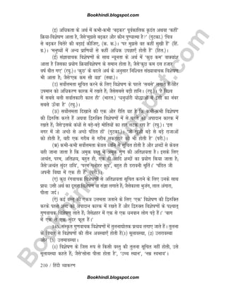 B
o
o
k
h
i
n
d
i
.
b
l
o
g
s
p
o
t
.
c
o
m
210 / fganh O;kdj.k
¼b½ vfèkdrk ds vFkZ esa dHkhdHkh ^c+dj* iwoZdkfyd Ñnar vFkok ^dgha*
fØ;kfo'ksk.k vkrk gS] tSls^eqls c+dj vkSj dkSu iq.;kRek gS* ¼xqVdk-½ ^fp=k
ls c+dj fprsjs dh cM+kbZ dhft,] ¼d- d-½A ^ij eqls og dgha lq[kh gSa* ¼fga-
xz-½A ^euq;ksa esa vU; izkf.k;ksa ls dgha vfèkd miKk,¡ gksrh gSa* ¼fgr-½A
¼bZ½ laKkokpd fo'ksk.kksa ds lkFk U;wurk ds vFkZ esa ^dqN de* okD;ka'k
vkrk gS ftldk iz;ksx fØ;kfo'ksk.k ds leku gksrk gS( tSls^dqN de nl gtkj
okZ chr x,* ¼j?kq-½A ^dqN* ds cnys vFkZ ds vuqlkj fuf'pr la[;kokpd fo'ksk.k
Hkh vkrk gS( tSls^,d de lkS ;K* ¼rFkk-½A
¼m½ loksZÙkerk lwfpr djus ds fy, fo'ksk.k ds igys ^lcls* yxkrs gSa vkSj
mieku dks vfèkdj.k dkjd esa j[krs gSa( tSlslcls cM+h gkfuA ¼j?kq-½A ^gS fo'o
esa lcls cyh lok±rdkjh dky gh* ¼Hkkjr-½ ^èkuqèkkZjh ;ks)kvksaa esa blh dk uacj
lcls Å¡pk gS* ¼j?kq-½A
¼Å½ loksZÙkerk fn[kkus dh ,d vkSj jhfr ;g gS fd dHkhdHkh fo'ksk.k
dh f}#fä djrs gSa vFkok f}#fDr fo'ksk.kksa esa ls igys dks viknku dkjd esa
j[krs gSa( tSls^blds daèkksa ls cM+scM+s eksfr;ksa dk gkj yVd jgk gS* ¼j?kq-½A ^bl
uxj esa tks vPNs ls vPNs iafMr gksa* ¼xqVdk-½A ^tks [kq'kh cM+s ls cM+s jktkvksa
dks gksrh gS] ogh ,d xjhc ls xjhc ydM+gkjs dks Hkh gksrh gS* ¼ijh-½A
¼_½ dHkhdHkh loksZÙkerk dsoy èofu ls lwfpr gksrh gS vkSj 'kCnksa ls dsoy
;gh tkuk tkrk gS fd veqd oLrq esa veqd xq.k dh vfr'k;rk gSA blds fy,
vR;ar] ije] vfr'k;] cgqr gh] ,d gh vkfn 'kCnksa dk iz;ksx fd;k tkrk gS(
tSls^vR;ar lqanj Nfo*] ^ije euksgj :i*] cgqr gh Mjkouh ewfrZA* ^iafMr th
viuh fo|k esa ,d gh gSa* ¼ijh-½A
¼,½ dqN jaxokpd fo'ksk.kksa ls vfr'k;rk lwfpr djkus ds fy, muds lkFk
izk;% mlh vFkZ dk nwljk fo'ksk.k ok laKk yxkrs gSa( tSlsdkyk Hkqtax] yky vaxkjk]
ihyk tnZA
¼,s½ dbZ oLrq dh ,d=k mÙkerk trkus ds fy, ^,d* fo'ksk.k dh f}#fDr
djds igys 'kCn dks viknku dkjd esa j[krs gSa vkSj f}#Dr fo'ksk.kksa ds i'pkr~
xq.kokpd fo'ksk.k ykrs gSa( tSls'kgj esa ,d ls ,d èkuoku yksx iM+s gSaA* ^ckx
esa ,d ls ,d laqnj Qwy gSaA*
345- laLÑr xq.kokpd fo'ksk.kksa esa rqyuk|ksrd izR;; yxk, tkrs gSaA rqyuk
ds fopkj ls fo'ksk.kksa dh rhu voLFkk,¡ gksrh gSa¼1½ ewykoLFkk] ¼2½ mÙkjkoLFkk
vkSj ¼3½ mÙkekoLFkkA
¼1½ fo'ksk.k ds ftl :i ls fdlh oLrq dh rqyuk lwfpr ugha gksrh] mls
ewykoLFkk dgrs gSa( tSls^lksuk ihyk gksrk gS*] ^mPp LFkku*] ^uez LoHkko*A
Bookhindi.blogspot.com
Bookhindi.blogspot.com
 