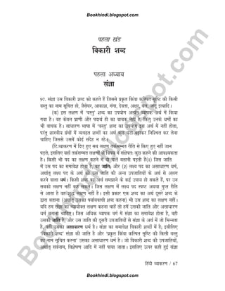 B
o
o
k
h
i
n
d
i
.
b
l
o
g
s
p
o
t
.
c
o
m
fganh O;kdj.k / 67
igyk [kaM
fodkjh 'kCn
igyk v/;k;
laKk
97- laKk ml fodkjh 'kCn dks dgrs gSa ftlls izÑr fdaok dfYir l`fV dh fdlh
oLrq dk uke lwfpr gks] tSls?kj] vkdk'k] xaxk] nsork] v{kj] cy] tknw bR;kfnA
¼d½ bl y{k.k esa ^oLrq* 'kCn dk mi;ksx vR;ar O;kid vFkZ esa fd;k
x;k gSA og dsoy izk.kh vkSj inkFkZ gh dk okpd ugha gS] fdarq muds èkeks± dk
Hkh okpd gSA lkèkkj.k Hkkkk esa ^oLrq* 'kCn dk mi;ksx bl vFkZ esa ugha gksrk]
ijarq 'kkL=kh; xazFkksa esa O;oâr 'kCnksa dk vFkZ dqN ?kVkc+kdj fuf'pr dj ysuk
pkfg, ftlls mlesa dksbZ lansg u jgsA
¼fV-O;kdj.k esa fn, gq, lc y{k.k rdZlEer jhfr ls fd, gq, ugha tku
iM+rs( blfy, ;gk¡ rdZlEer y{k.kksa ds fok; esa la{ksir% dqN dgus dh vko';drk
gSA fdlh Hkh in dk y{k.k dgus esa nks ckrsa crkuh iM+rh gSa¼1½ ftl tkfr
esa ml in dk lekos'k gksrk gS] og tkfr( vkSj ¼2½ y{; in dk vlkèkkj.k èkeZ]
vFkkZr~ y{; in ds vFkZ dks ml tkfr dh vU; mitkfr;ksa ds vFkZ ls vyx
djus okyk èkeZA fdlh 'kCn dk vFkZ lekus ds dbZ mik; gks ldrs gSa] ij mu
lcdks y{k.k ugha dg ldrsA ftl y{k.k esa y{; in LiV vFkok xqIr jhfr
ls vkrk gS og 'kq) y{k.k ugha gSA blh izdkj ,d 'kCn dk vFkZ nwljs 'kCn ds
}kjk crkuk ¼vFkkZr~ mldk i;kZ;okph 'kCn dguk½ Hkh ml 'kCn dk y{k.k ughaA
;fn ge laKk dk U;k;ksDr y{k.k dguk pkgsa rks gesa mldh tkfr vkSj vlkèkkj.k
èkeZ crkuk pkfg,A ftl vfèkd O;kid oxZ esa laKk dk lekos'k gksrk gS] ogh
mldh tkfr gS] vkSj ml tkfr dh nwljh mitkfr;ksa ls laKk ds vFkZ esa tks fHkUurk
gS] ogh mldk vlkèkkj.k èkeZ gSA laKk dk lekos'k fodkjh 'kCnksa esa gS( blhfy,
^fodkjh 'kCn* laKk dh tkfr gS vkSj ^izÑr fdaok dfYir l`fV dh fdlh oLrq
dk uke lwfpr djuk* mldk vlkèkkj.k èkeZ gSA tks fodkjh 'kCn dh mitkfr;ksa]
vFkkZr~ loZuke] fo'ksk.k vkfn esa ugha ik;k tkrkA blfy, Åij dgh gqbZ laKk
Bookhindi.blogspot.com
Bookhindi.blogspot.com
 