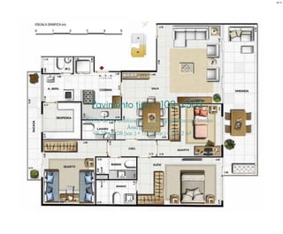 Pavimento tipo - 102 a 502
Opção de personalização: 1 suíte e 2 quartos com lavabo
Área privativa
98,28 + 5,08 (sac.) + 17,76 (var.) = 121,12 m²
BS”D
 
