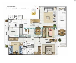 Apartamento 602 - 1° andar
Planta padrão
Área privativa
98,28 + 5,08 (sac.) + 17,76 (var.) + 3,015 (dep.) + 109,445 (terr. desc.) = 233,58 m²
BS”D
 