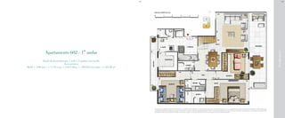 BS”D

BS”D

Rua Igarapava

Apartamento 602 - 1° andar
Opção de personalização: 1 suíte e 2 quartos com lavabo
Área privativa
98,28 + 5,08 (sac.) + 17,76 (var.) + 3,015 (dep.) + 109,445 (terr. desc.) = 233,58 m²

A decoração e o revestimento são meramente ilustrativos. Os materiais a serem utilizados na construção estão especificados no memorial descritivo. Esta é uma planta provisória sujeita à alteração sem aviso prévio. O projeto poderá sofrer
modificações decorrentes das posturas municipais, concessionárias e do local. A planta não apresenta localização de pilares e prumadas de instalações. As áreas descritas são referentes às áreas privativas de cada unidade. As áreas privativas
representam as áreas dos compartimentos somadas às suas áreas de paredes. As cotas são dimensões de eixo a eixo de paredes do estudo de layout apresentado.

 
