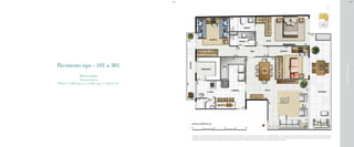 BS”D

BS”D

Rua Igarapava

Pavimento tipo - 101 a 501
Planta padrão
Área privativa
99,12 + 4,99 (sac.) + 17,86 (var.) = 121,97 m²

A decoração e o revestimento são meramente ilustrativos. Os materiais a serem utilizados na construção estão especificados no memorial descritivo. Esta é uma planta provisória sujeita à alteração sem aviso prévio. O projeto poderá sofrer
modificações decorrentes das posturas municipais, concessionárias e do local. A planta não apresenta localização de pilares e prumadas de instalações. As áreas descritas são referentes às áreas privativas de cada unidade. As áreas privativas
representam as áreas dos compartimentos somadas às suas áreas de paredes. As cotas são dimensões de eixo a eixo de paredes do estudo de layout apresentado.

 