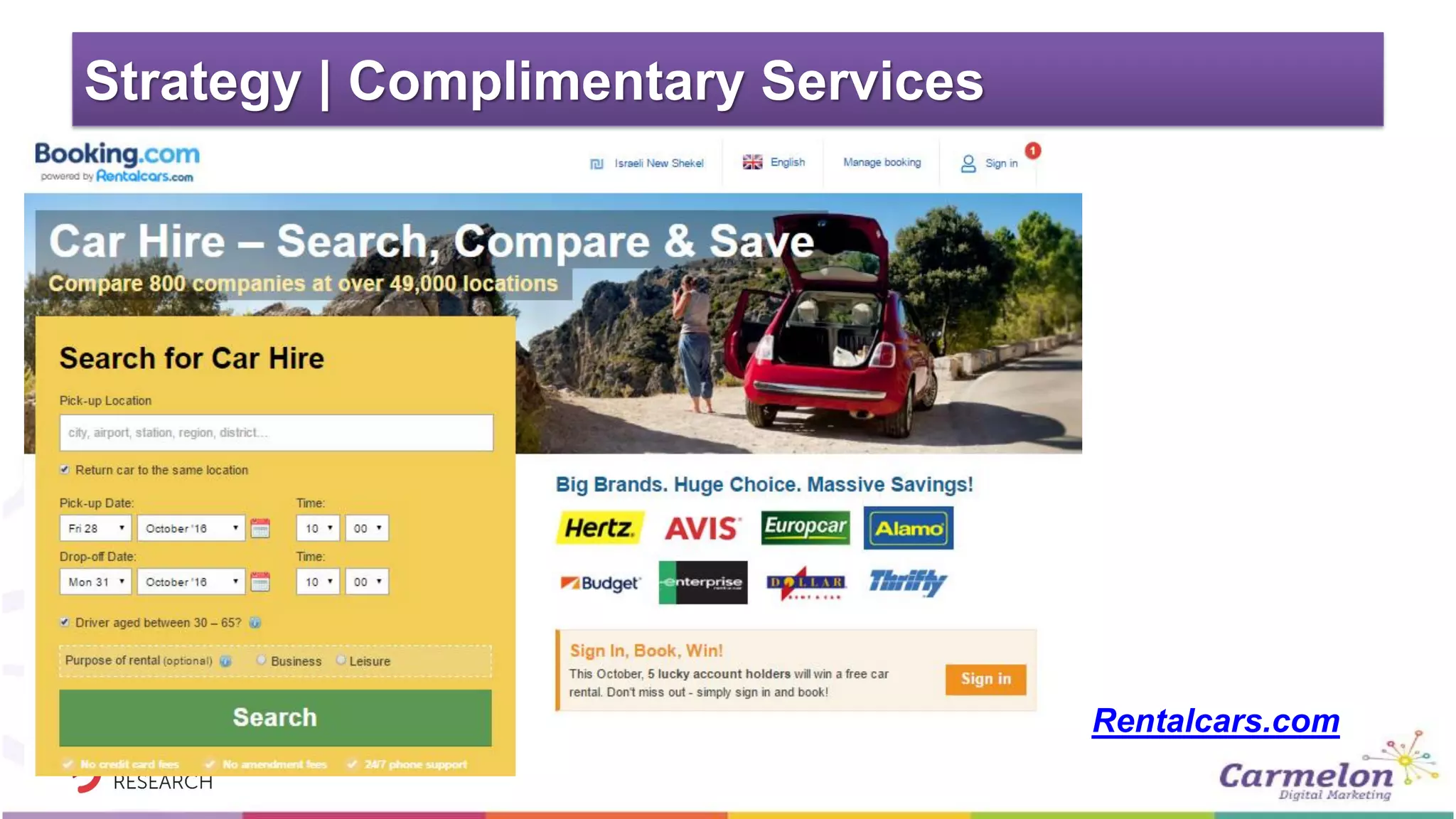 Strategy | Complimentary Services
Rentalcars.com
 