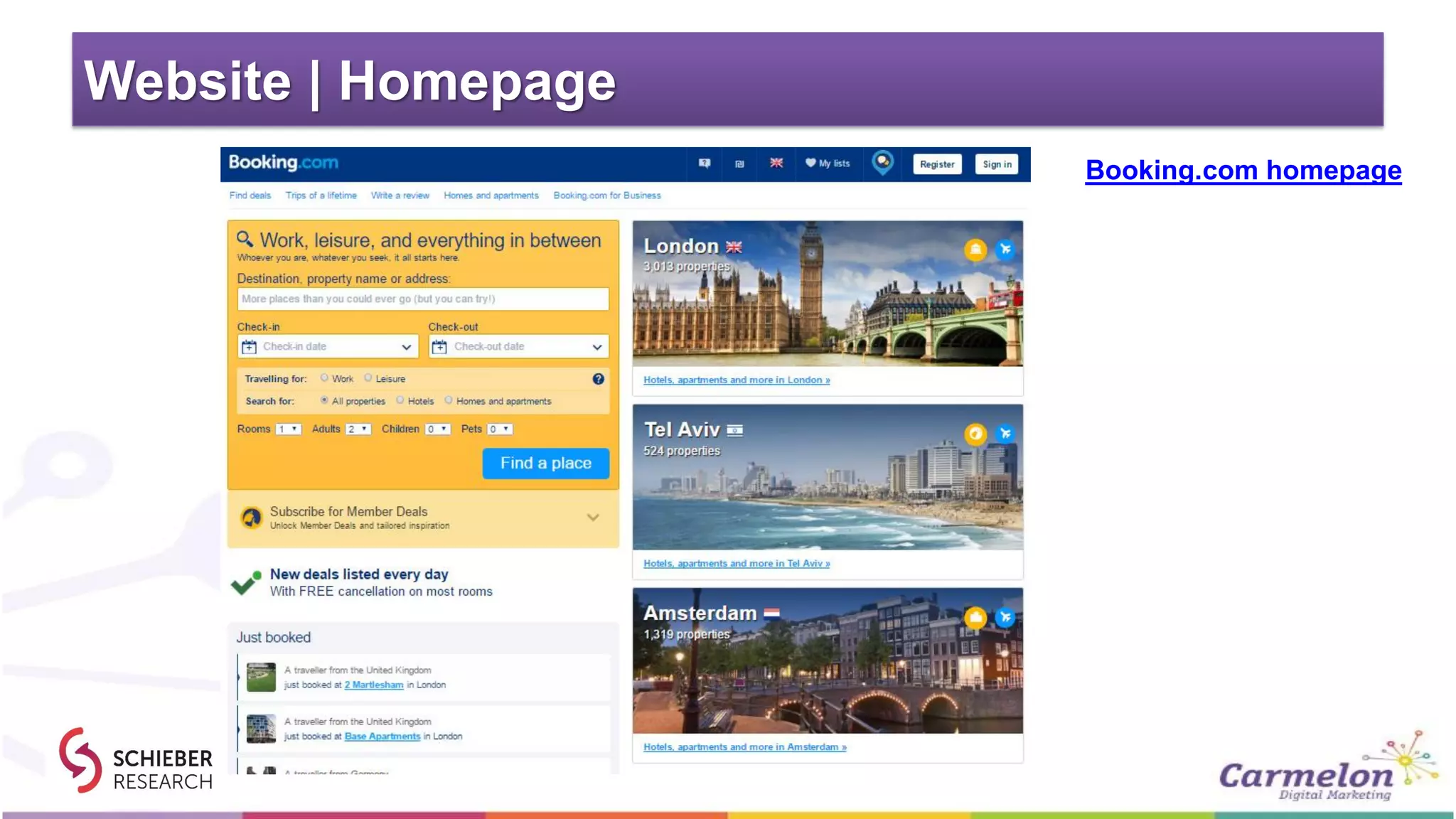 Website | Homepage
Booking.com homepage
 