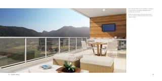 Facades the interior design and finishes of all common
areas were prepared with functionality and the resident’s
comfort in mind.

Vista referente a unidade 707 do bloco 7 - Reference view of apartment 707, building 7

Ilustração Artística / Artistic Illustration

Com uma decoração rica em detalhes, os espaços
do Frames foram pensados e planejados para o
conforto de sua família.

72

Varanda / Balcony

73

 