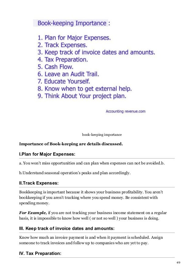 Bookkeeping definition meaning importances process objectives