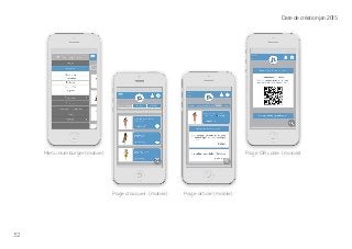   32
Date de création jan 2015
Page article (mobile)
Page QR code (mobile)
Page d’accueil (mobile)
Menu Humburger(mobile)
 